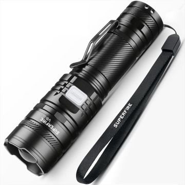 Supfire Lanterna LED Superfire V8-S, 2000lm, 300M, 5200mAh, Zoom, incarcare USB-C, 36W