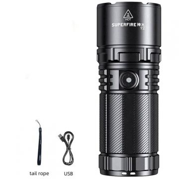 Supfire Lanterna LED Superfire Y2, Zoom, 1400lm, 1000M, incarcare USB-C, Lumina fata, spate, 20W