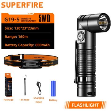 Supfire Lanterna Multifunctionala LED Supfire G19-S, USB-C, 360lm, 160m, prindere magnetica