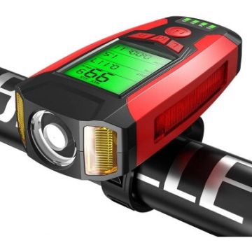 Supfire Lanterna pentru bicicleta 4 in 1 Superfire BM01, 300 lumeni, afisare viteza, km, temperatura, display cu afisaj, 5 functii,