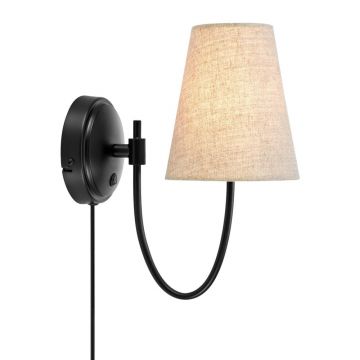 Aplică de perete neagră-bej cu alimentare la priză Amar – Markslöjd