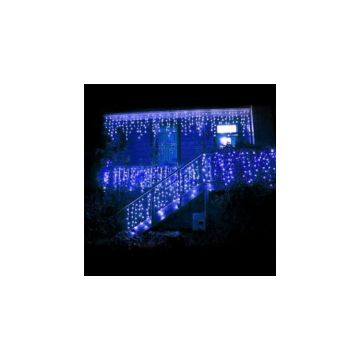 Instalatie de Craciun,tip franjuri / turturi, 4 m, 120 leduri, albastru