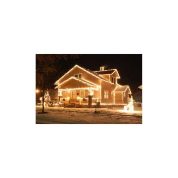 Instalatie de Craciun, tip liniara, 30 m, 300 leduri mari, cu flash, alb cald