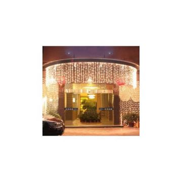 Instalatie de Craciun, tip perdea ploaie, 8x1 m, 300 leduri, alb cald,