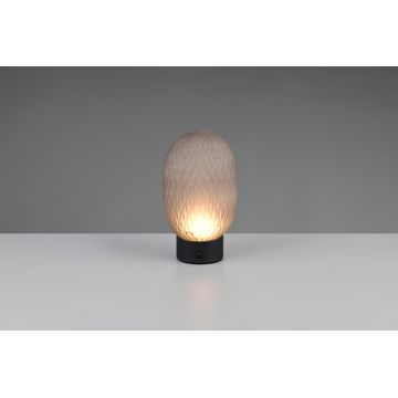 Lampa de masa Facette, TRIO, 11.8x20.5 cm, 1.5W, 1x SMD, sticla, negru mat/gri