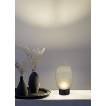 Lampa de masa Facette, TRIO, 11.8x20.5 cm, 1.5W, 1x SMD, sticla, negru/verde