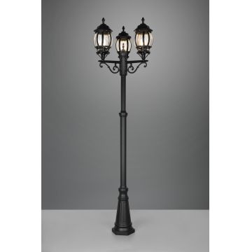 Lampadar de exterior Elvo, TRIO, 57x240 cm, 60W, 3x E27, aluminiu, negru mat