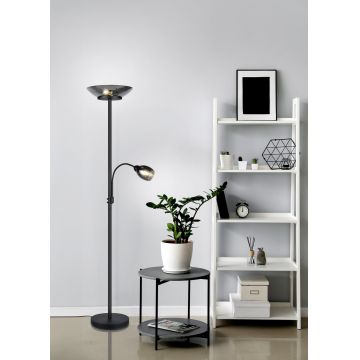Lampadar Gerry, RL, 34x180 cm, 18W/10W, 2x E27, 1x E14, metal, negru mat/gri