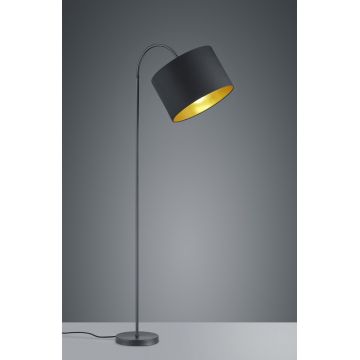 Lampadar Hostel, TRIO, 35x63x156 cm, 60W, 1x E27, metal/textil, negru mat/auriu
