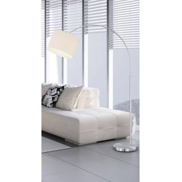 Lampadar Hotel, TRIO, 30x107x215 cm, 60W, 1x E27, metal/textil, alb/argintiu