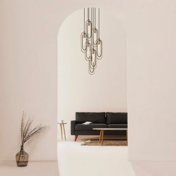 Lustra Cerco Chandelier, Negru, 48x48x132 cm