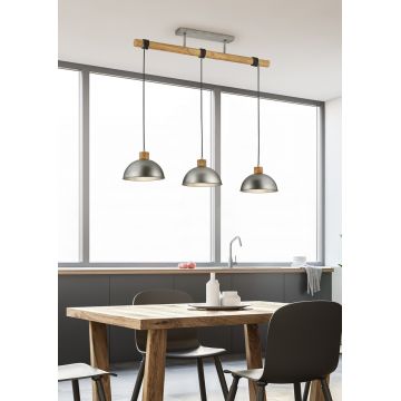 Lustra Delhi, TRIO, 107.5x25.5x215 cm, 42W, 3x E27, metal, nichel antic/natur