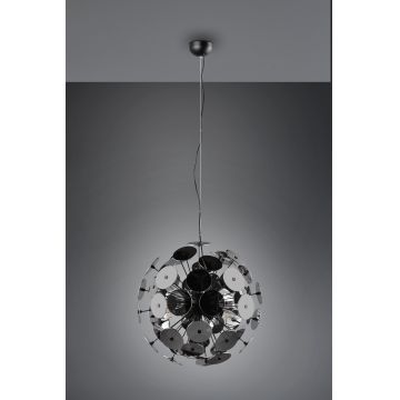 Lustra Discalgo, TRIO, 54x150 cm, 40W, 6x E14, metal, negru mat/argintiu