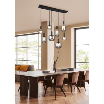 Lustra Diva, TRIO, 115x20x150 cm, 10W, 8x E27, metal, negru mat/argintiu