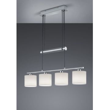 Lustra Garda, TRIO, 77x13.5x150 cm, 28W, 4x E14, metal/textil, argintiu/alb