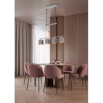 Lustra Garda, TRIO, 77x13.5x150 cm, 28W, 4x E14, metal/textil, argintiu/gri