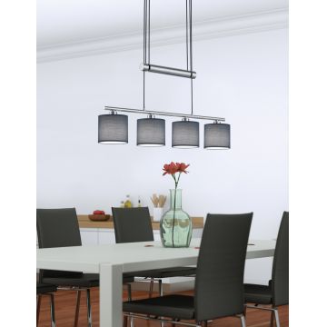 Lustra Garda, TRIO, 77x13.5x150 cm, 28W, 4x E14, metal/textil, argintiu/maro