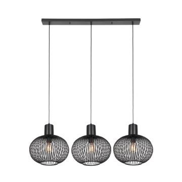 Lustra Gila, TRIO, 120x33x150 cm, 10W, 3x E27, metal, negru mat