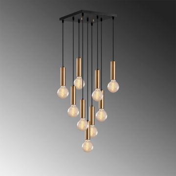 Lustra Lumie, Auriu - Negru, 50x50x136 cm