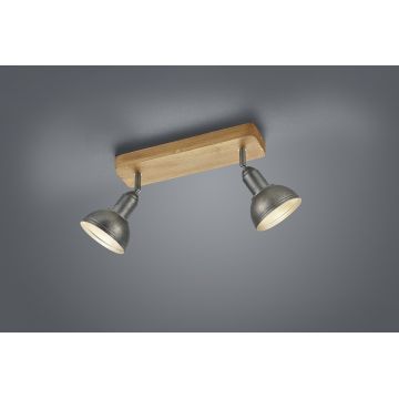 Plafoniera Delhi, TRIO, 33x11.6x20.5 cm, 40W, 2x E14, metal, nichel antic/natur