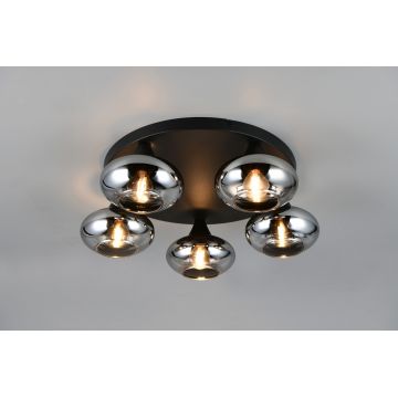 Plafoniera Divina, RL, 49x15 cm, 10W, 5x E14, sticla, negru/gri