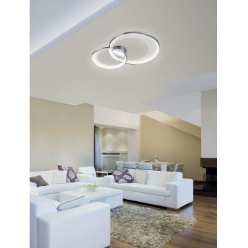 Plafoniera Granada, TRIO, 59x43x8.5 cm, 29W, 1x SMD, metal, argintiu/alb