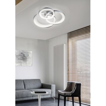 Plafoniera Granada, TRIO, 71.5x63.5x10.5 cm, 36W, 1x SMD, metal, argintiu/alb