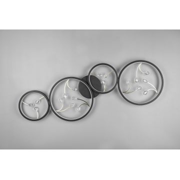 Plafoniera Groovy, TRIO, 95.5x40x6 cm, 37W, 1x SMD, metal, negru mat