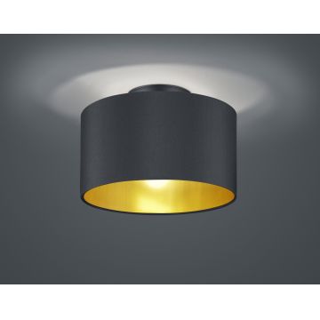 Plafoniera Hostel, TRIO, 30x22 cm, 40W, 2x E14, textil, negru mat/auriu