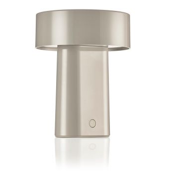 Veioză grej LED din plastic (înălțime 18 cm) Oblong – Zone