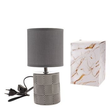 Veioză gri cu abajur textil (înălțime 27 cm) – Dakls