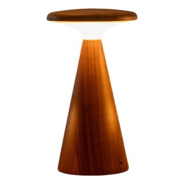 Veioză în culoare naturală închisă LED cu abajur din lemn (înălțime 14 cm) Sylva – Gingko