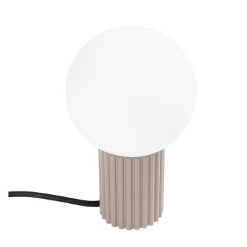 Veioză taupe cu abajur din sticlă (înălțime 19 cm) Orbital – Nice Lamps
