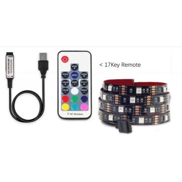 Banda LED Multicolor USB 5050 RGB Flexibila Decorat Exterior Interior 1M Waterproof cu Telecomanda