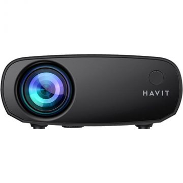 HAVIT Videoproiector wireless Havit PJ207, 4K, Lumeni ANSI 110, Boxa integrata 3W, Putere maxima 43W, Android TV 9.0, Negru