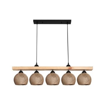 Lampa Salote, Pako World, E27, 5 becuri, Maro-Natural, 100x18x24 cm