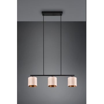 Lustra Julieta, TRIO, 66x15x150 cm, 40W, 3x E14, metal/textil, negru/bej