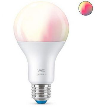 Philips Bec LED RGBW inteligent WiZ Colors Wi-Fi A67 E27 13W 100W lumina alba si color 1521 lumeni compatibil Google Assistant/Alexa/Siri