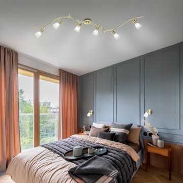 Plafoniera Levisto, TRIO, 180x11x21 cm, 4.9W, 6x E14, metal, bronz mat/alb