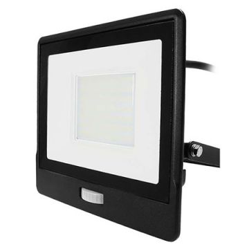 reflector led smd 50w 6400k ip65 cu senzor miscare - negru