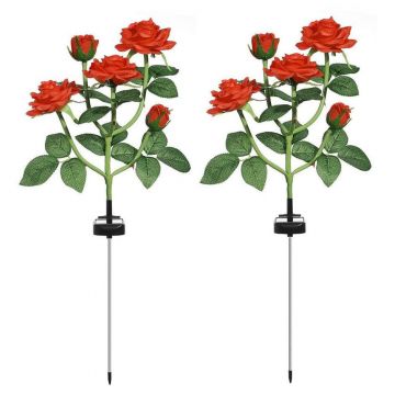 Set 2 Lampi Solare tip Trandafiri cu 7 LED-uri, 74cm, Senzor de lumina, 800mAh, IP65, Multicolor