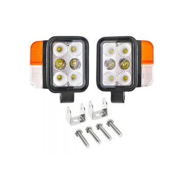 Set faruri universale tractor stanga si dreapta cu LED 10-80V, temperatura culoare 6000K, pozitii 3W LED si semnalizare 3W LED, Cod: BK69132, Brand: BRECKNER GERMANY
