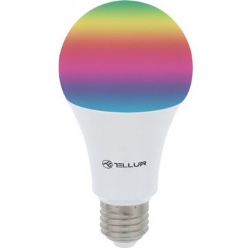 Tellur Bec inteligent LED Tellur, Wireless, E27, 10W, 1000lm, Lumina Alba/Calda/RGB, Reglabil, clasa energetica F
