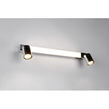 Aplica de perete Enrico, TRIO, 60x6x18 cm, 6.5W / 4.9W, 1x SMD / 2x GU10, metal, argintiu