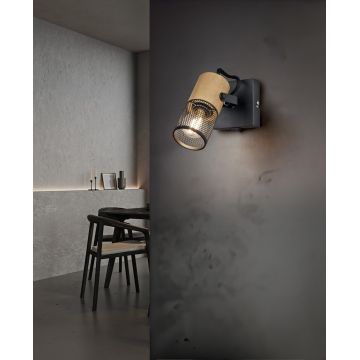 Aplica de perete Tosh, TRIO, 9x13.7 cm, 15W, 1x E14, metal, negru mat/natur