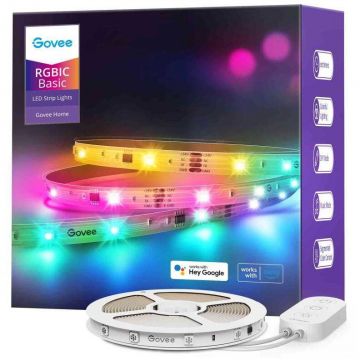 Banda LED Inteligenta RGBIC Basic Wi-Fi + Bluetooth 10m Wi-Fi Bluetooth Sincronizare Muzica Compatibil Alexa-Google Assistant Alb