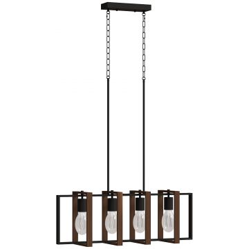 HOMCOM Candelabru Suspendat Rustic cu 4 Cadre Rotative și Lanț Regulabil, 80x21x90-130 cm, Negru și Nuc | Aosom Romania