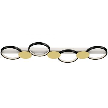 HOMCOM Lampă de tavan LED 38W 1500LM 3000K-6500K Lampă pentru living cu 4 becuri Telecomandă Schwarz+Gold | Aosom Romania