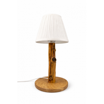 Lampa de birou handmade cu abajur textil, din lemn natur ,   stil rustic rafinat