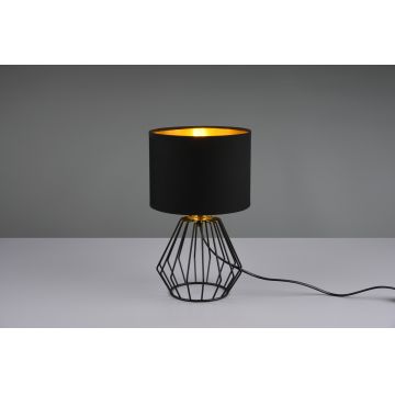 Lampa de masa Chuck, RL, 20x34 cm, 40W, 1x E14, metal/textil, negru/auriu